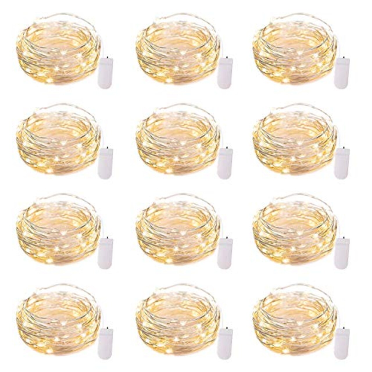 Brightown 12 Pack Led Fairy Lights Battery Operated String Lights Waterproof Silver Wire 7 Feet 20 Led Firefly Starry Moon Lights for DIY Wedding Party Bedroom Patio Christmas